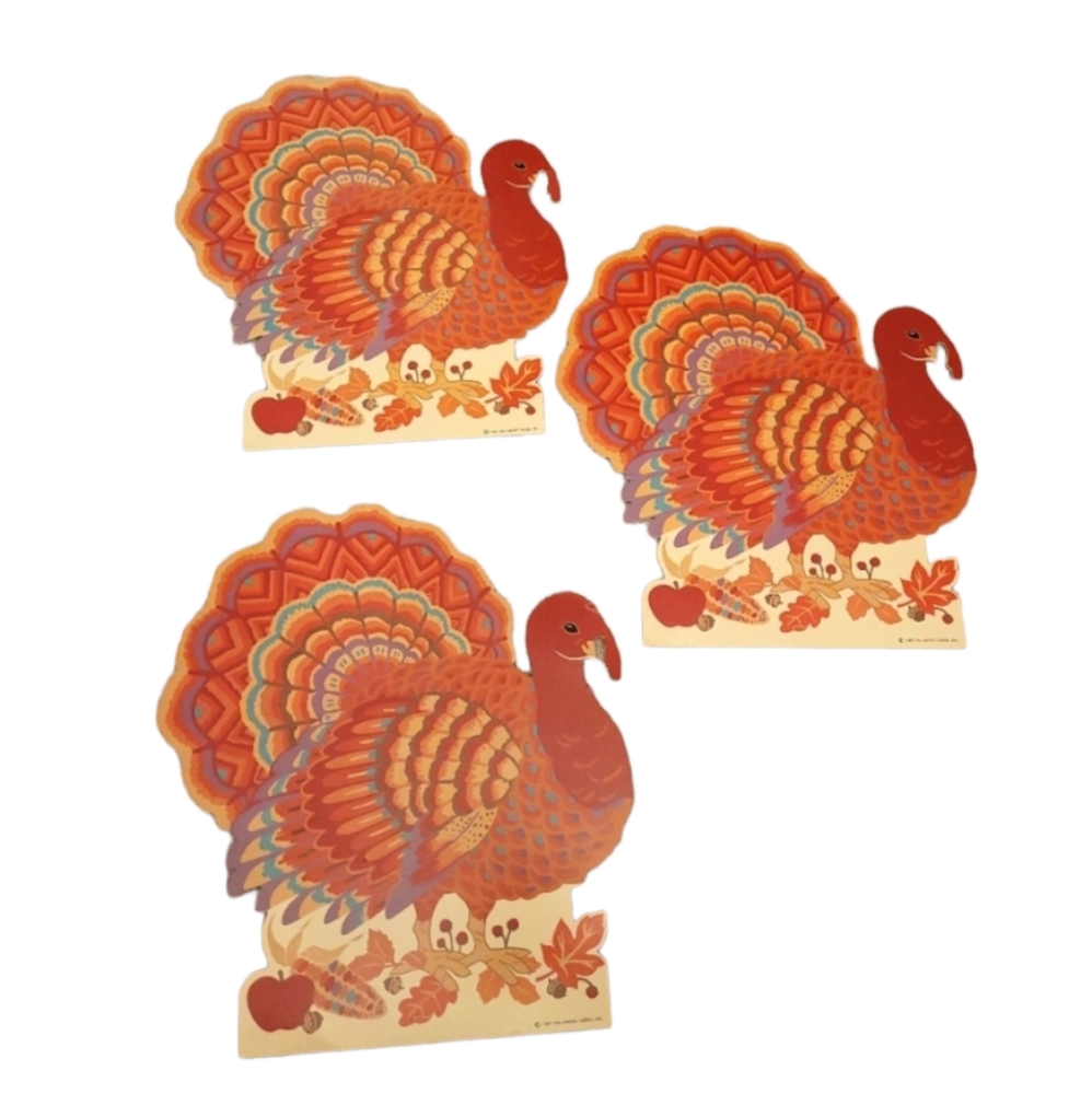 Vintage 1987 Hallmark Thanksgiving turkey decorations (set of 3)